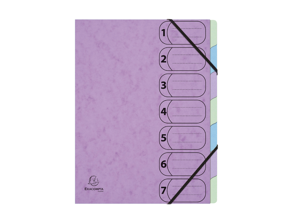 TRIEUR HARMONIKA EXACOMPTA AQUAREL A4 7 COMPARTIMENTS    FERMETURE ELASTIQUE COLORIS   ASSORTIS