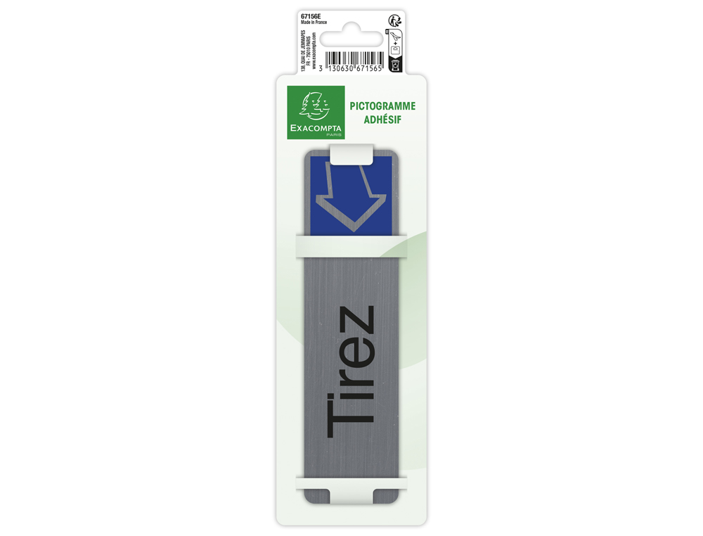 PLAQUE ADHESIVE EXACOMPTA TIREZ IMITATION ALUMINIUM     16,5X4,4CM