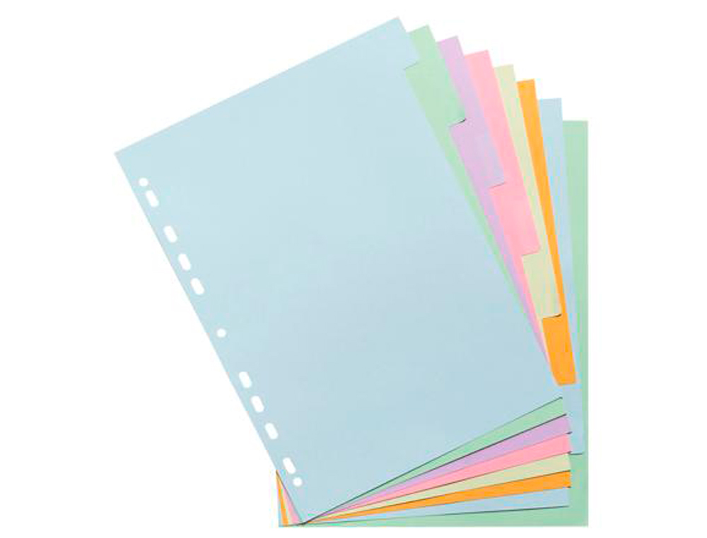 INTERCALAIRE EXACOMPTA CARTE FORTE 170GR A4 8 POSITIONS    COLORIS PASTEL