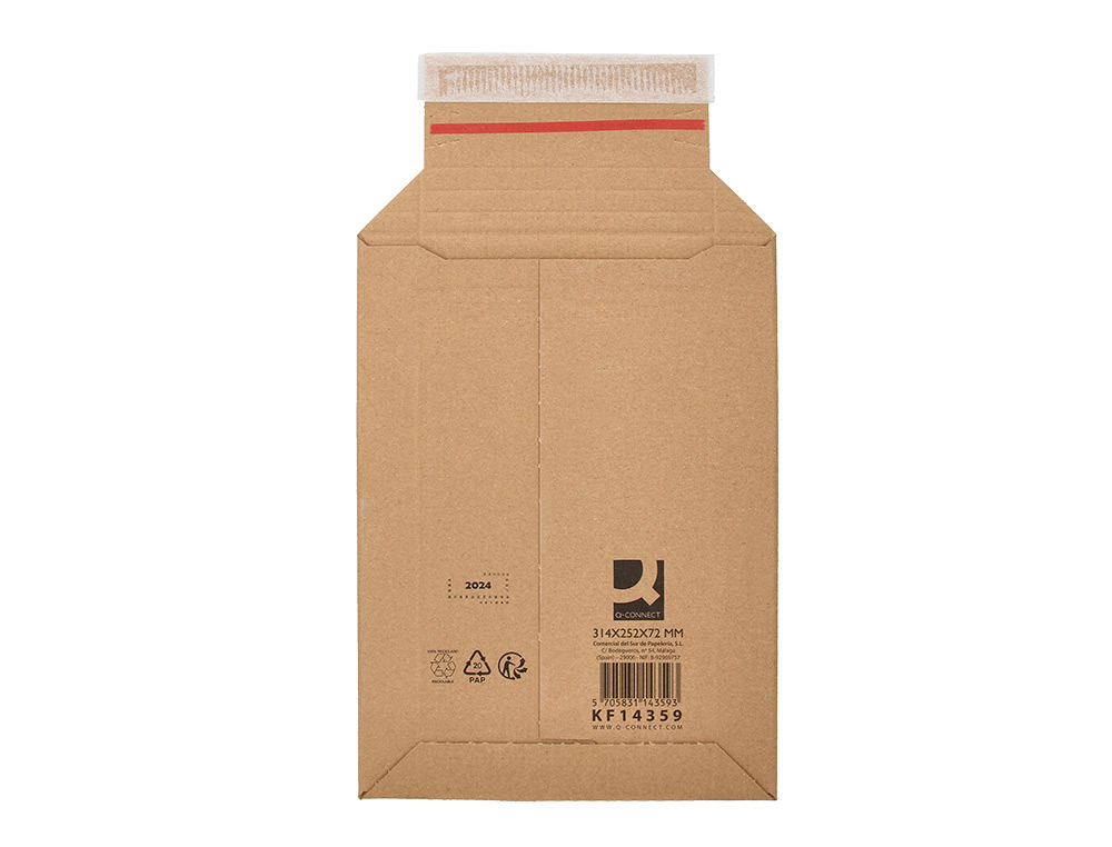 POCHETTE D'EXPEDITION Q-CONNECT CARTON 100% RECYCLE ET RECYCLABLE FERMETURE AUTO-ADHESIVE 314X252X72MM COLORIS KRAFT