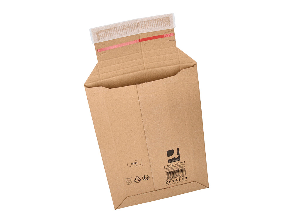 POCHETTE D'EXPEDITION Q-CONNECT CARTON 100% RECYCLE ET RECYCLABLE FERMETURE AUTO-ADHESIVE 314X252X72MM COLORIS KRAFT