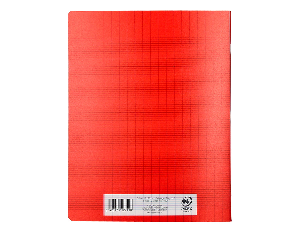 CAHIER PIQURE LIDERPAPEL COUVERTURE PP 170X220MM 96P   SEYES COLORIS ROUGE