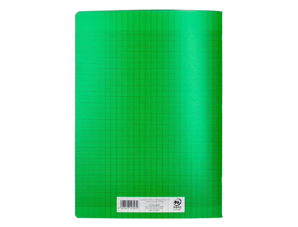 CAHIER PIQURE LIDERPAPEL COUVERTURE PP 210X297MM 96P   SEYES COLORIS VERT