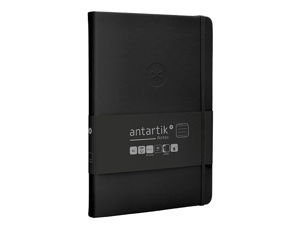 CARNET FERMETURE ELASTIQUE ANTARTIK NOTES COUVERTURE     RIGIDE A5 LIGNE 100 FEUILLES  80GR FSC COLORIS NOIR