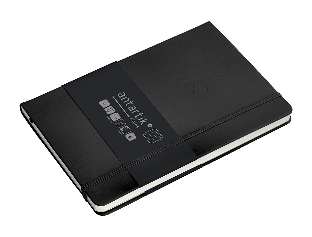 CARNET FERMETURE ELASTIQUE ANTARTIK NOTES COUVERTURE     RIGIDE A5 LIGNE 100 FEUILLES  80GR FSC COLORIS NOIR