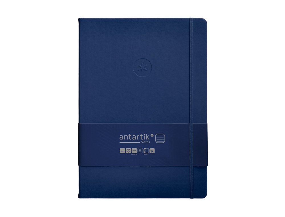 CARNET A4 ANTARTIK NOTES LIGNECOUVERTURE RIGIDE FERMETURE ELASTIQUE 100 PAGES 80GR COLORIS BLEU MARINE