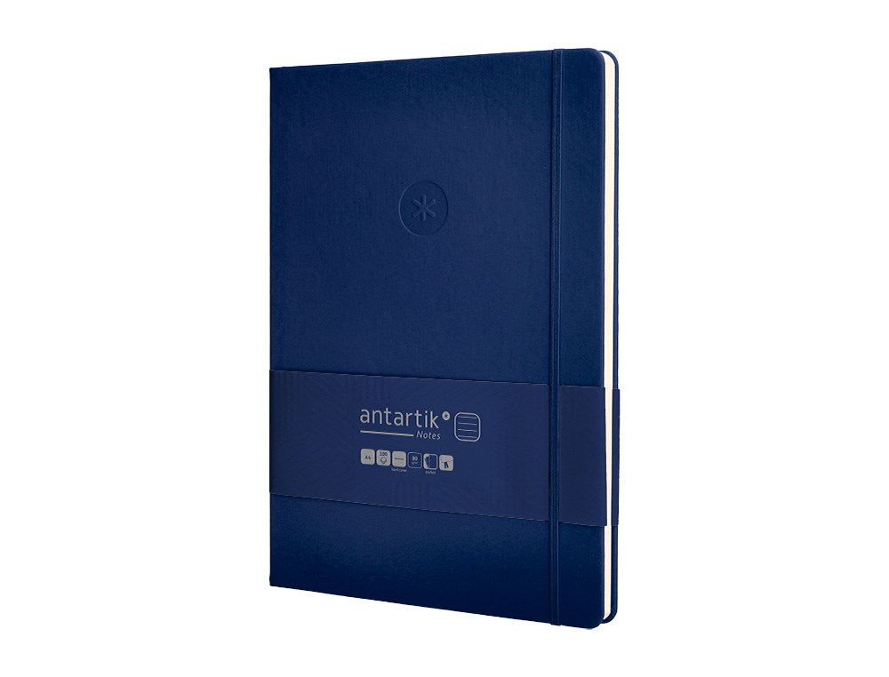 CARNET A4 ANTARTIK NOTES LIGNECOUVERTURE RIGIDE FERMETURE ELASTIQUE 100 PAGES 80GR COLORIS BLEU MARINE