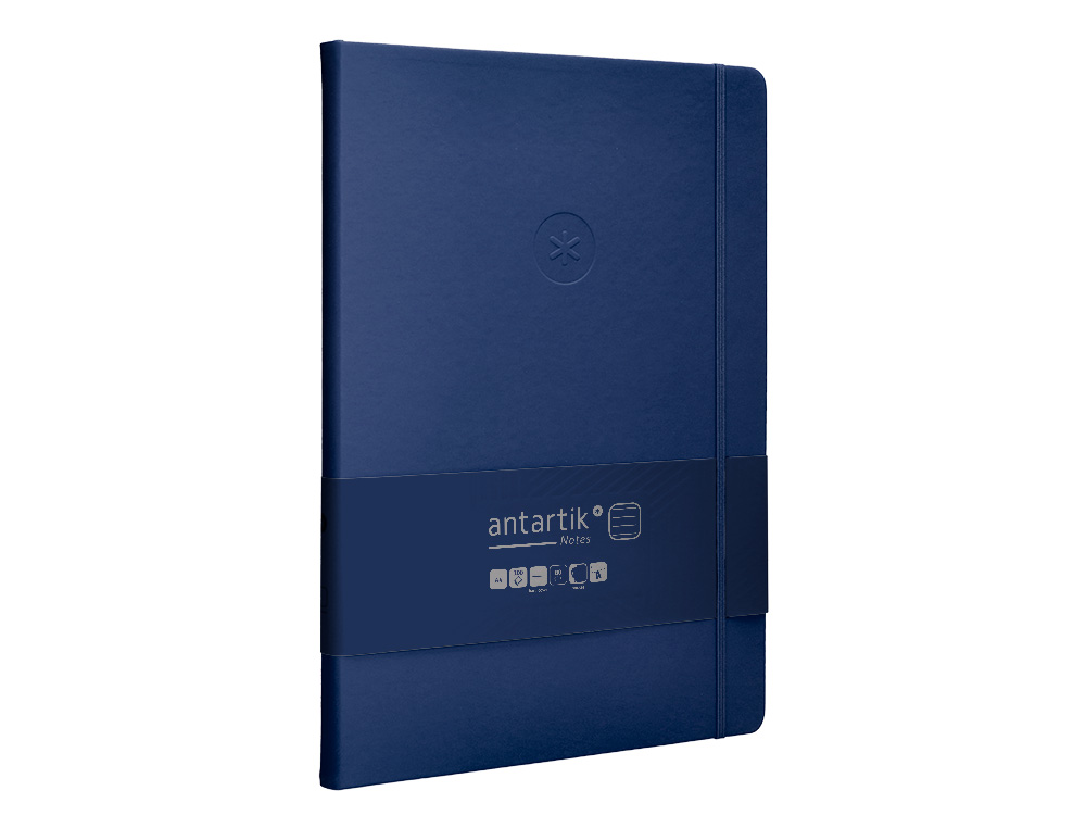 CARNET A4 ANTARTIK NOTES LIGNECOUVERTURE RIGIDE FERMETURE ELASTIQUE 100 PAGES 80GR COLORIS BLEU MARINE