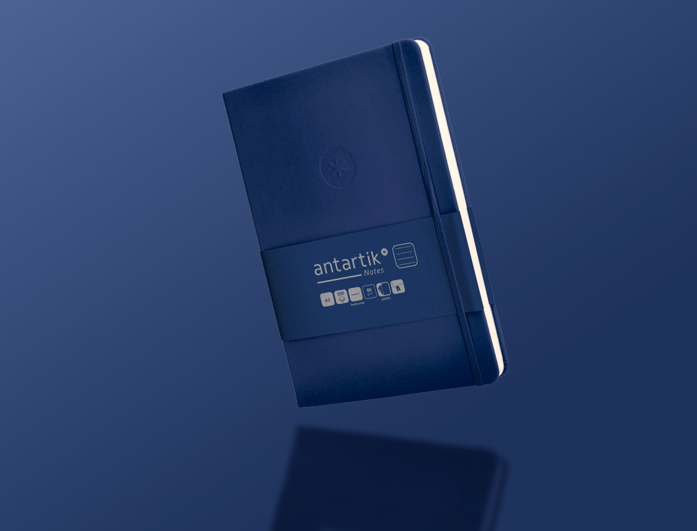 CARNET A5 ANTARTIK NOTES LIGNECOUVERTURE RIGIDE FERMETURE   ELASTIQUE 100 PAGES 80GR      COLORIS BLEU MARINE