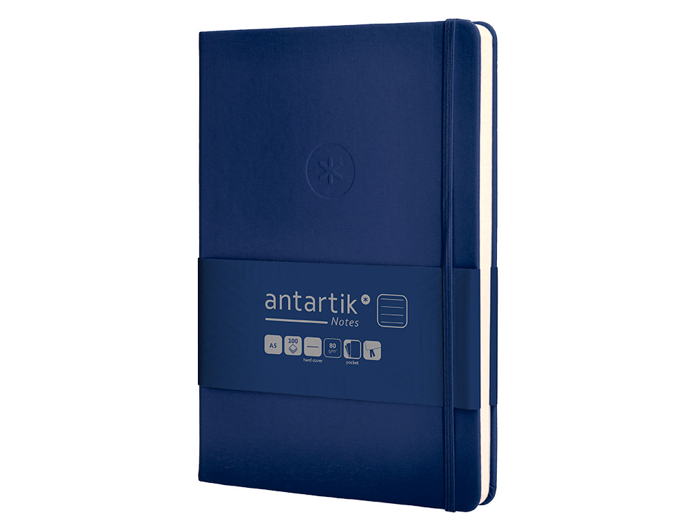 CARNET A5 ANTARTIK NOTES LIGNECOUVERTURE RIGIDE FERMETURE   ELASTIQUE 100 PAGES 80GR      COLORIS BLEU MARINE