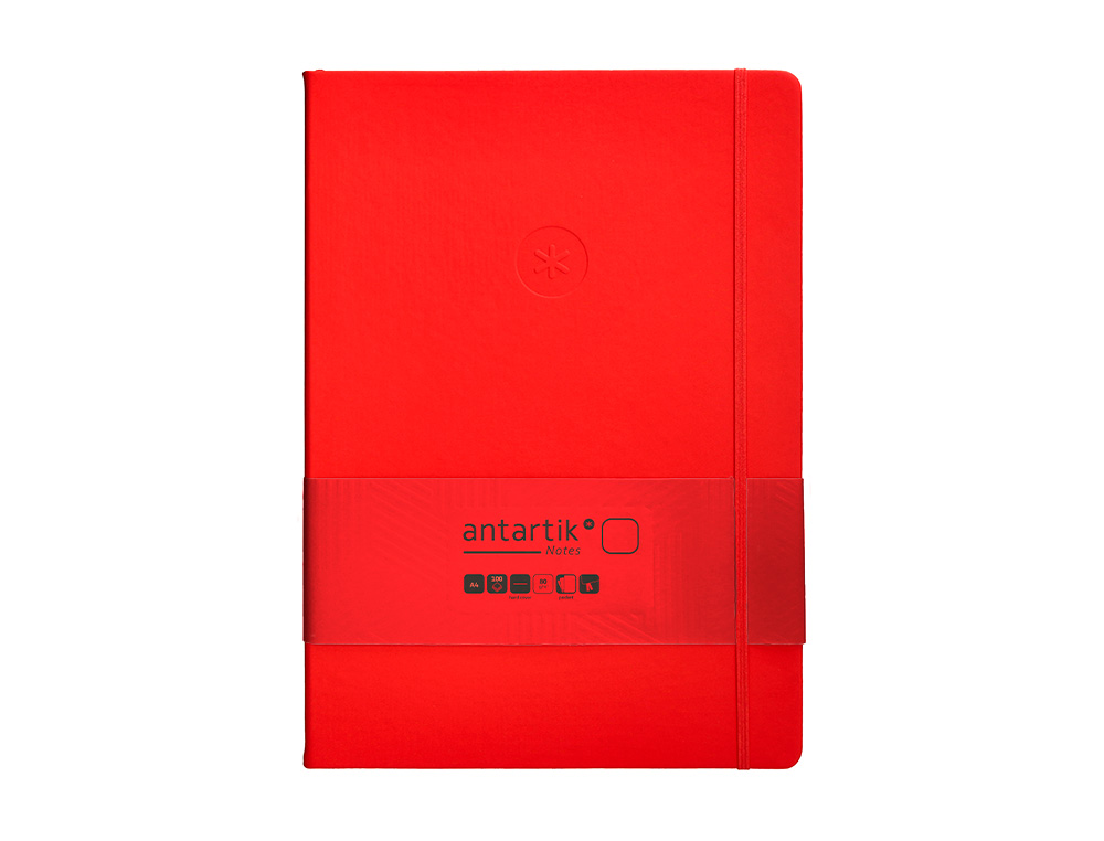 CARNET A4 ANTARTIK NOTES PAPIER UNI IVOIRE COUVERTURE RIGIDE FERMETURE ELASTIQUE 100PAGES 80GR COLORIS ROUGE
