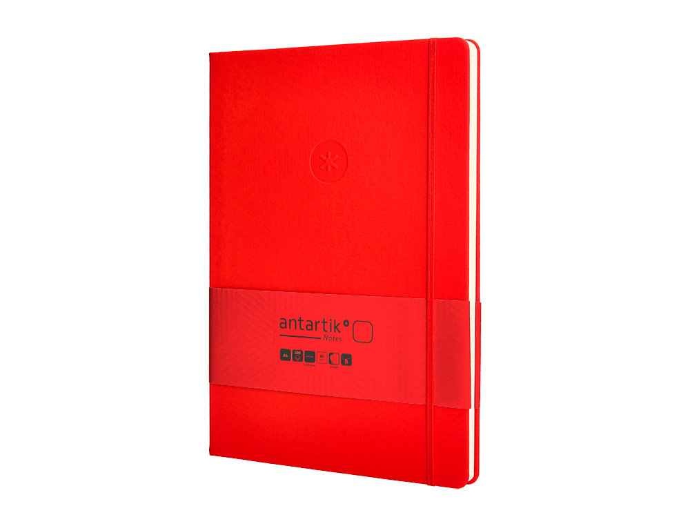 CARNET A4 ANTARTIK NOTES PAPIER UNI IVOIRE COUVERTURE RIGIDE FERMETURE ELASTIQUE 100PAGES 80GR COLORIS ROUGE