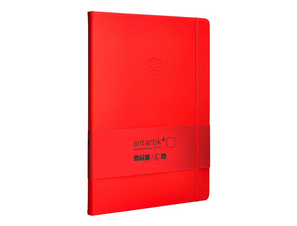 CARNET A4 ANTARTIK NOTES PAPIER UNI IVOIRE COUVERTURE RIGIDE FERMETURE ELASTIQUE 100PAGES 80GR COLORIS ROUGE