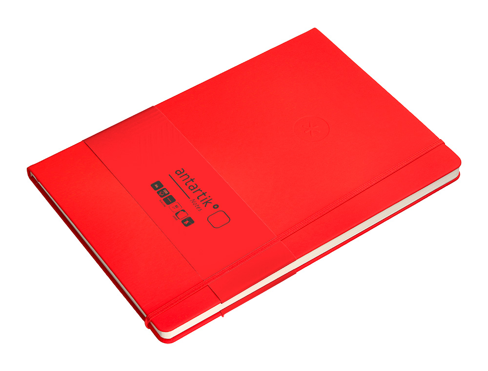 CARNET A4 ANTARTIK NOTES PAPIER UNI IVOIRE COUVERTURE RIGIDE FERMETURE ELASTIQUE 100PAGES 80GR COLORIS ROUGE