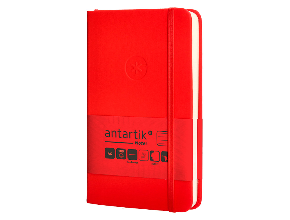 CARNET FERMETURE ELASTIQUE ANTARTIK NOTES COUVERTURE     RIGIDE A6 LIGNE 100 FEUILLES  80GR FSC COLORIS ROUGE