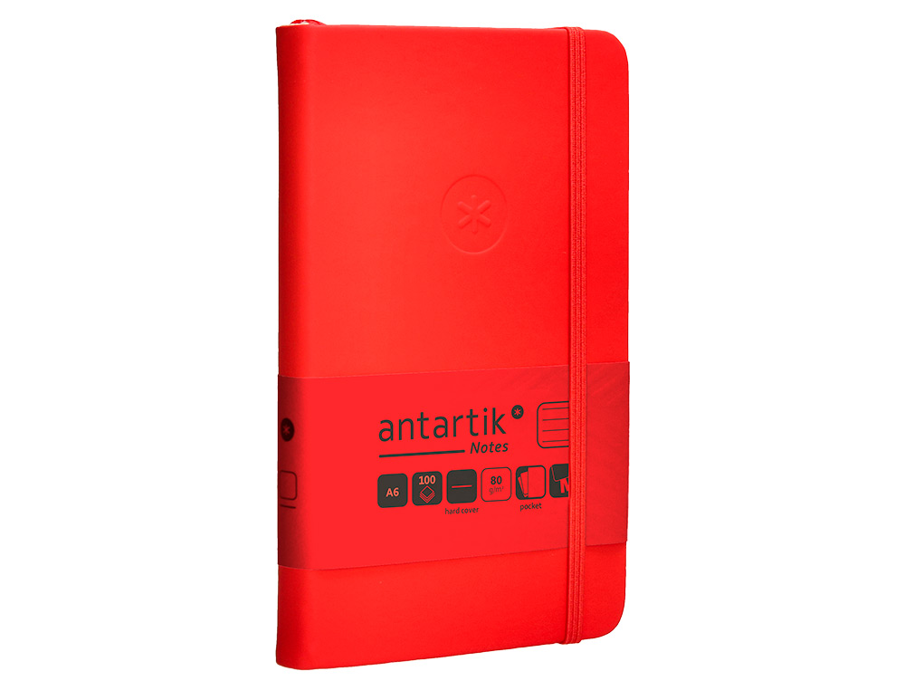 CARNET FERMETURE ELASTIQUE ANTARTIK NOTES COUVERTURE     RIGIDE A6 LIGNE 100 FEUILLES  80GR FSC COLORIS ROUGE