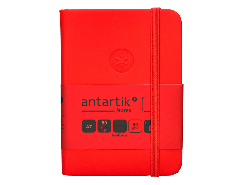 CARNET FERMETURE ELASTIQUE ANTARTIK NOTES COUVERTURE RIGIDE A7 PAPIER UNI IVOIRE 80 FEUILLES 80GR FSC COLORIS ROUGE