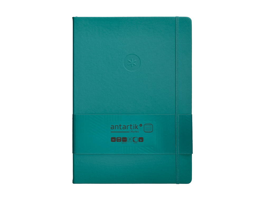 CARNET A4 ANTARTIK NOTES LIGNECOUVERTURE RIGIDE FERMETURE ELASTIQUE 200 PAGES 80GR COLORIS VERT PAON