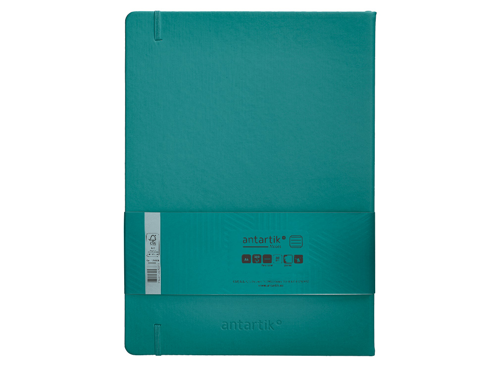 CARNET A4 ANTARTIK NOTES LIGNECOUVERTURE RIGIDE FERMETURE ELASTIQUE 200 PAGES 80GR COLORIS VERT PAON