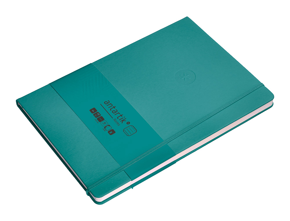 CARNET A4 ANTARTIK NOTES LIGNECOUVERTURE RIGIDE FERMETURE ELASTIQUE 200 PAGES 80GR COLORIS VERT PAON