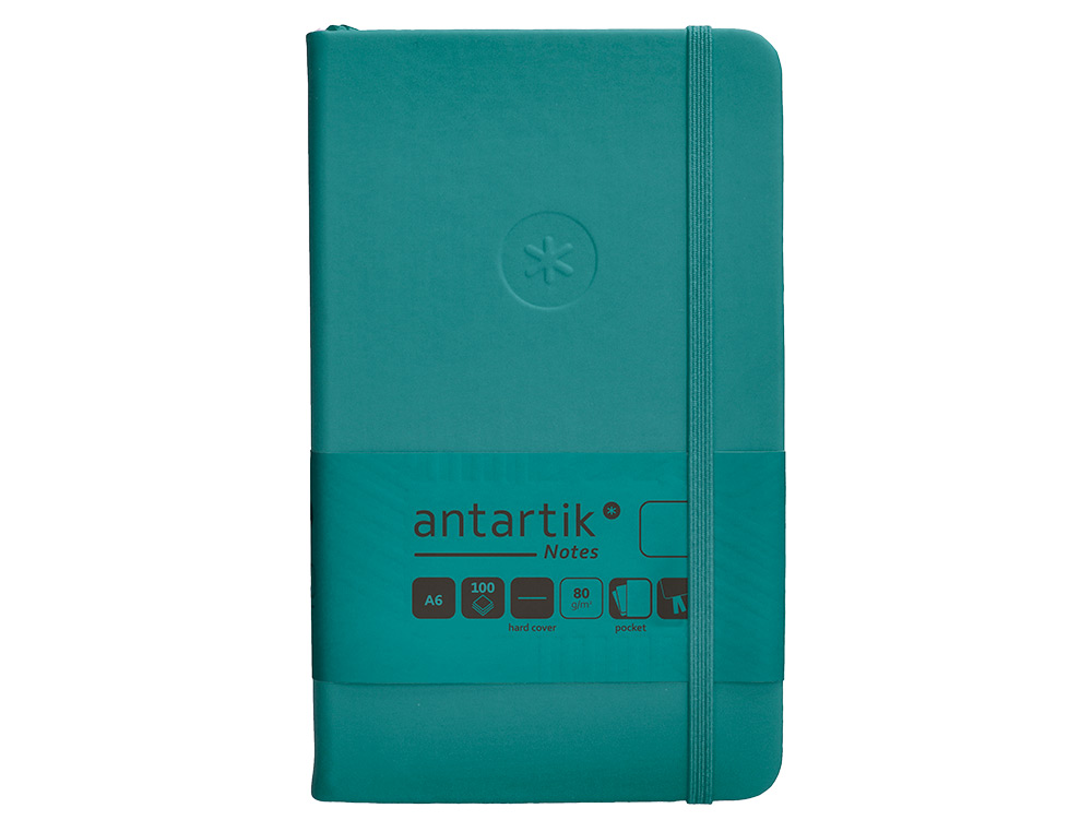 CARNET A6 ANTARTIK NOTES PAPIER UNI IVOIRE COUVERTURE RIGIDE FERMETURE ELASTIQUE 100PAGES 80GR COLORIS VERT PAON