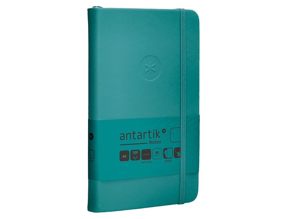 CARNET A6 ANTARTIK NOTES PAPIER UNI IVOIRE COUVERTURE RIGIDE FERMETURE ELASTIQUE 100PAGES 80GR COLORIS VERT PAON