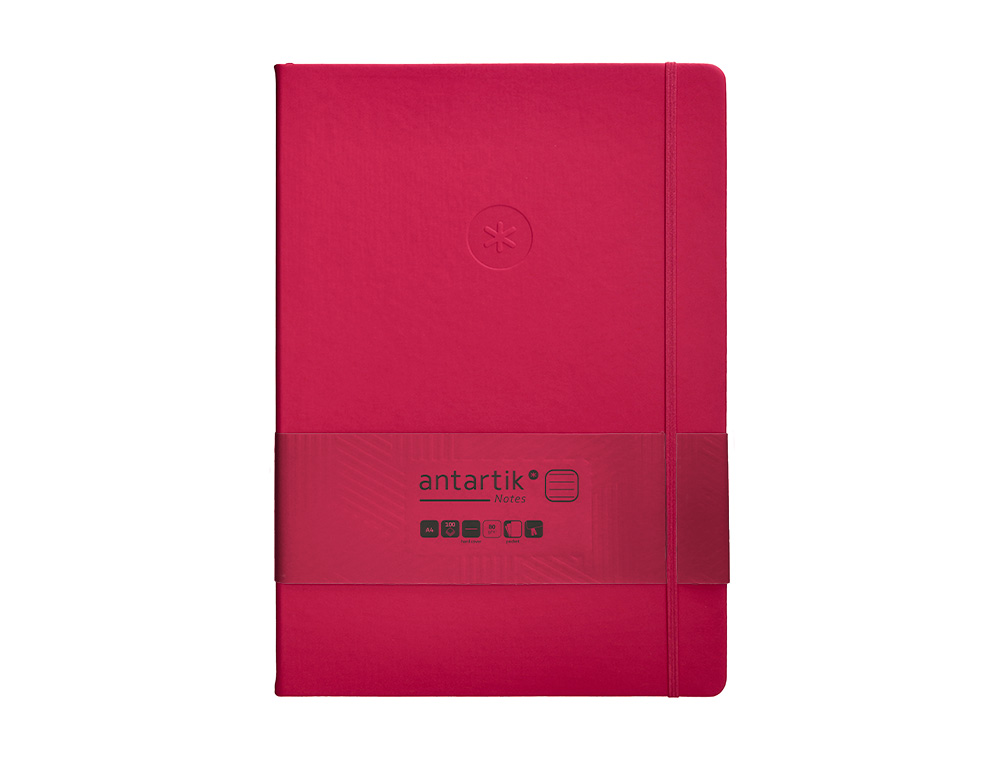 CARNET A4 ANTARTIK NOTES LIGNECOUVERTURE RIGIDE FERMETURE ELASTIQUE 100 PAGES 80GR COLORIS FRAMBOISE