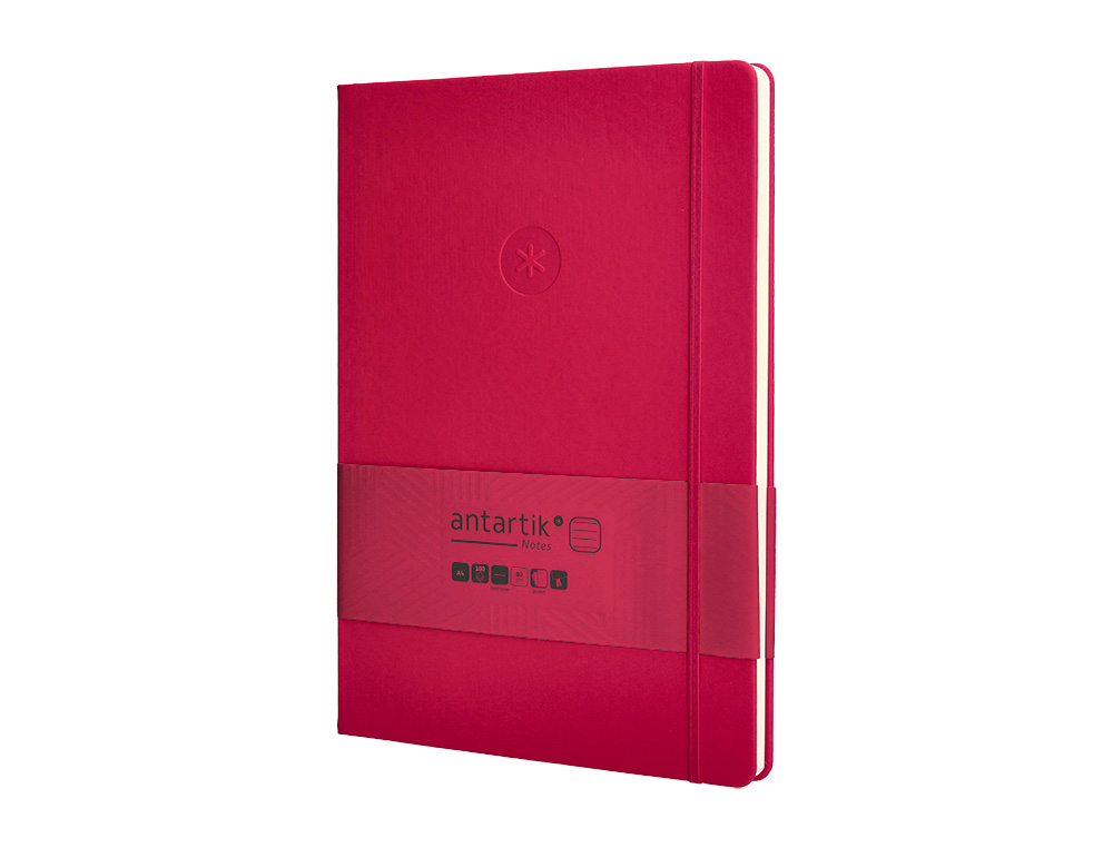 CARNET A4 ANTARTIK NOTES LIGNECOUVERTURE RIGIDE FERMETURE ELASTIQUE 100 PAGES 80GR COLORIS FRAMBOISE
