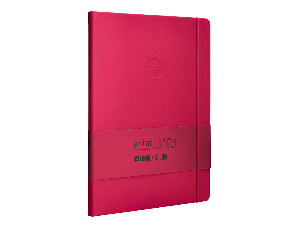 CARNET A4 ANTARTIK NOTES LIGNECOUVERTURE RIGIDE FERMETURE ELASTIQUE 100 PAGES 80GR COLORIS FRAMBOISE