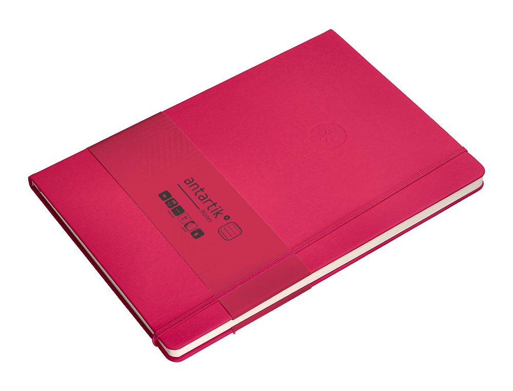 CARNET A4 ANTARTIK NOTES LIGNECOUVERTURE RIGIDE FERMETURE ELASTIQUE 100 PAGES 80GR COLORIS FRAMBOISE