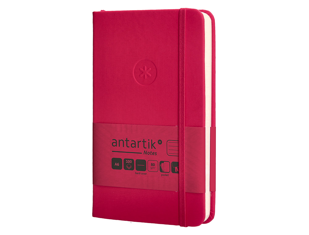CARNET A6 ANTARTIK NOTES LIGNECOUVERTURE RIGIDE FERMETURE ELASTIQUE 100 PAGES 80GR COLORIS FRAMBOISE