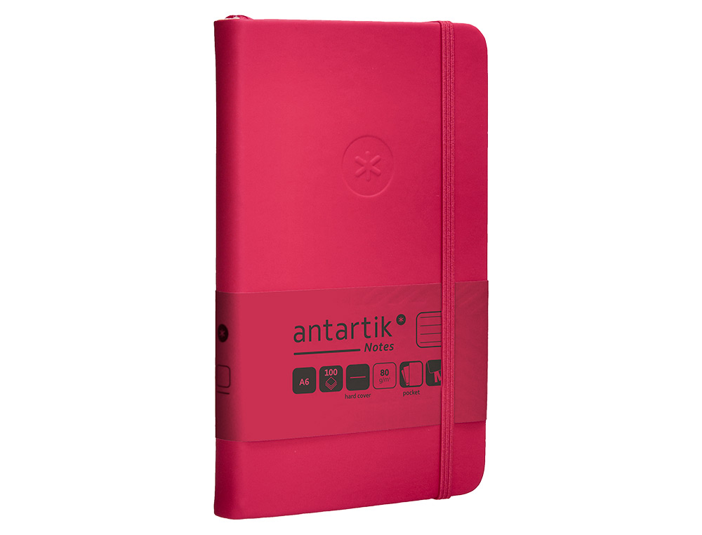 CARNET A6 ANTARTIK NOTES LIGNECOUVERTURE RIGIDE FERMETURE ELASTIQUE 100 PAGES 80GR COLORIS FRAMBOISE