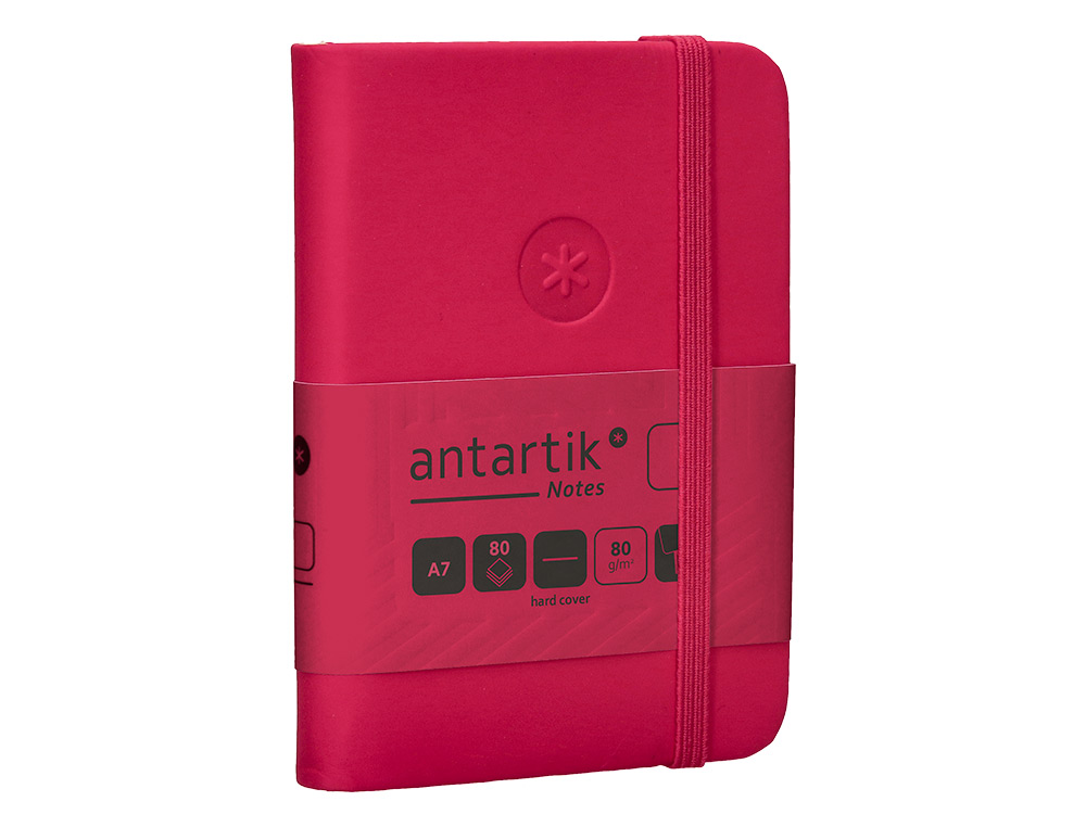 CARNET A7 ANTARTIK NOTES PAPIER UNI IVOIRE COUVERTURE RIGIDE FERMETURE ELASTIQUE 80 PAGES 80GR COLORIS FRAMBOISE