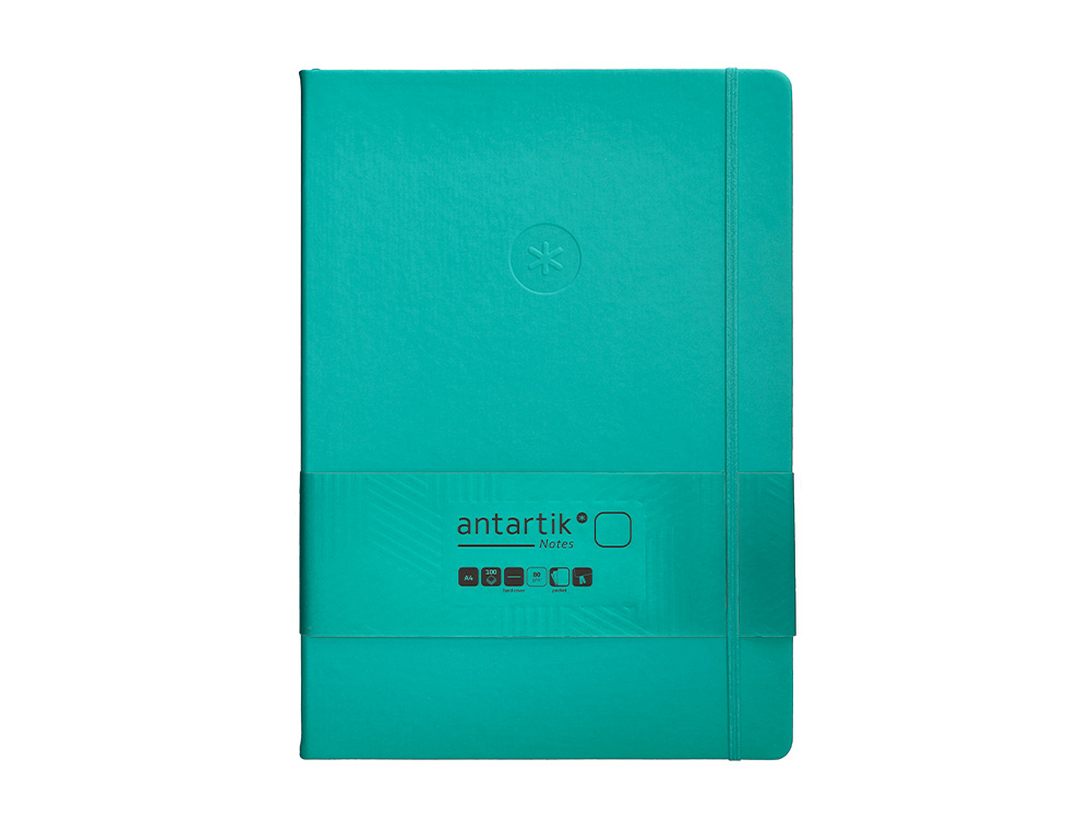 CARNET FERMETURE ELASTIQUE ANTARTIK NOTES COUVERTURE RIGIDE A4 PAPIER UNI IVOIRE 100 FEUILLES 80GR FSC VERT MENTHE