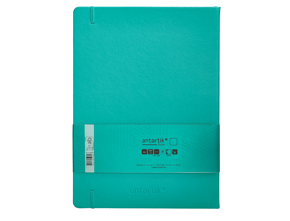 CARNET FERMETURE ELASTIQUE ANTARTIK NOTES COUVERTURE RIGIDE A4 PAPIER UNI IVOIRE 100 FEUILLES 80GR FSC VERT MENTHE