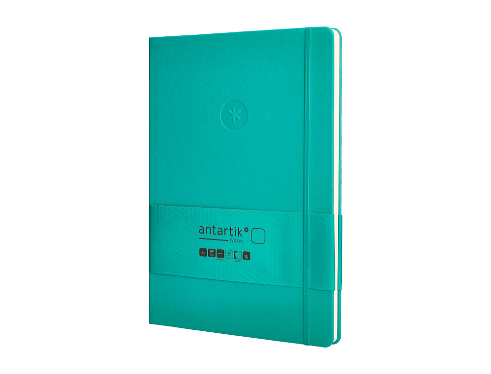 CARNET FERMETURE ELASTIQUE ANTARTIK NOTES COUVERTURE RIGIDE A4 PAPIER UNI IVOIRE 100 FEUILLES 80GR FSC VERT MENTHE