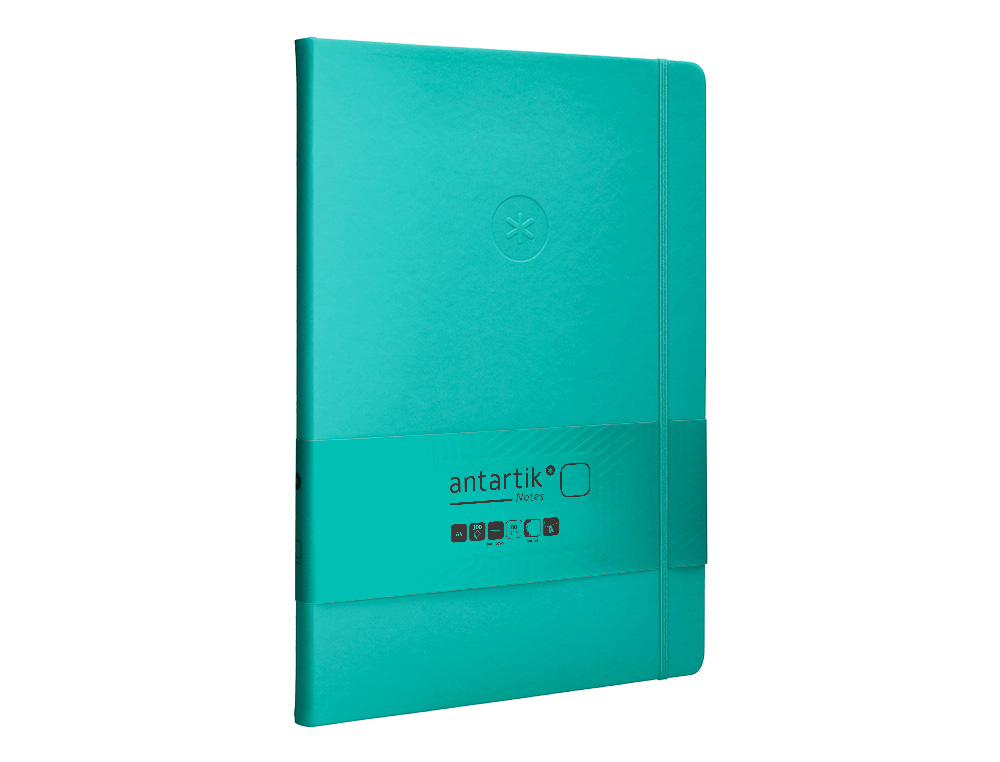 CARNET FERMETURE ELASTIQUE ANTARTIK NOTES COUVERTURE RIGIDE A4 PAPIER UNI IVOIRE 100 FEUILLES 80GR FSC VERT MENTHE