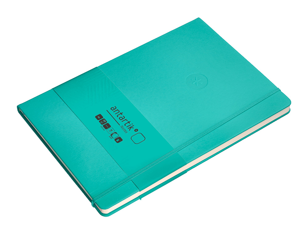 CARNET FERMETURE ELASTIQUE ANTARTIK NOTES COUVERTURE RIGIDE A4 PAPIER UNI IVOIRE 100 FEUILLES 80GR FSC VERT MENTHE