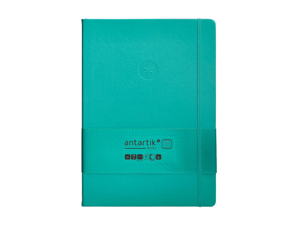 CARNET FERMETURE ELASTIQUE ANTARTIK NOTES COUVERTURE RIGIDE A4 LIGNE 100 FEUILLES 80GR FSC COLORIS VERT MENTHE