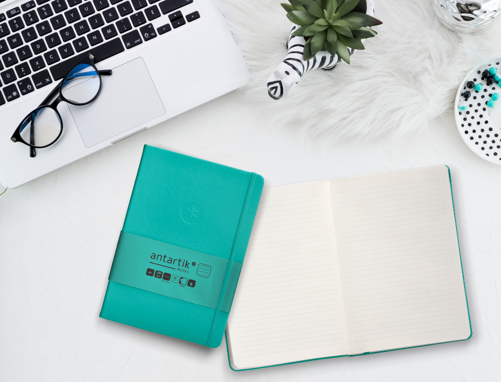 CARNET FERMETURE ELASTIQUE ANTARTIK NOTES COUVERTURE     RIGIDE A5 LIGNE 100 FEUILLES  80GR FSC COLORIS VERT MENTHE
