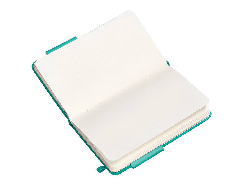 CARNET A6 ANTARTIK NOTES PAPIER UNI IVOIRE COUVERTURE  RIGIDE FERMETURE ELASTIQUE 100PAGES 80GR COLORIS VERT MENTHE