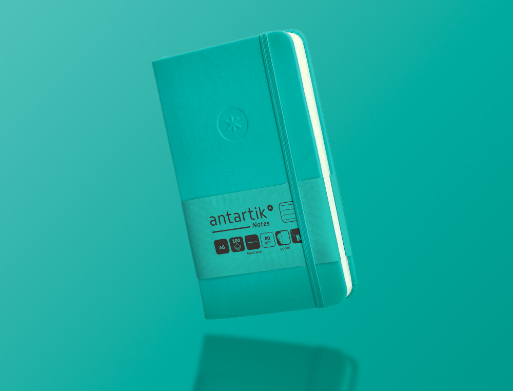 CARNET A6 ANTARTIK NOTES LIGNECOUVERTURE RIGIDE FERMETURE   ELASTIQUE 100 PAGES 80GR      COLORIS VERT MENTHE