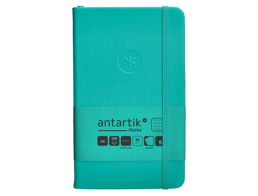 CARNET A6 ANTARTIK NOTES LIGNECOUVERTURE RIGIDE FERMETURE   ELASTIQUE 100 PAGES 80GR      COLORIS VERT MENTHE