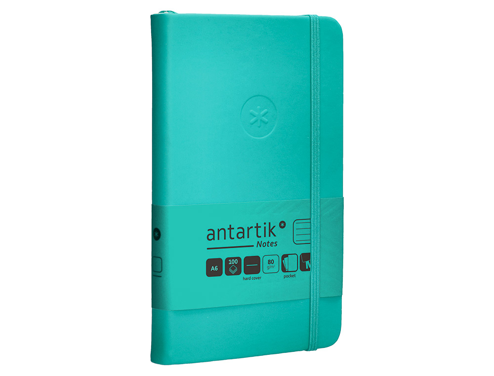 CARNET A6 ANTARTIK NOTES LIGNECOUVERTURE RIGIDE FERMETURE   ELASTIQUE 100 PAGES 80GR      COLORIS VERT MENTHE