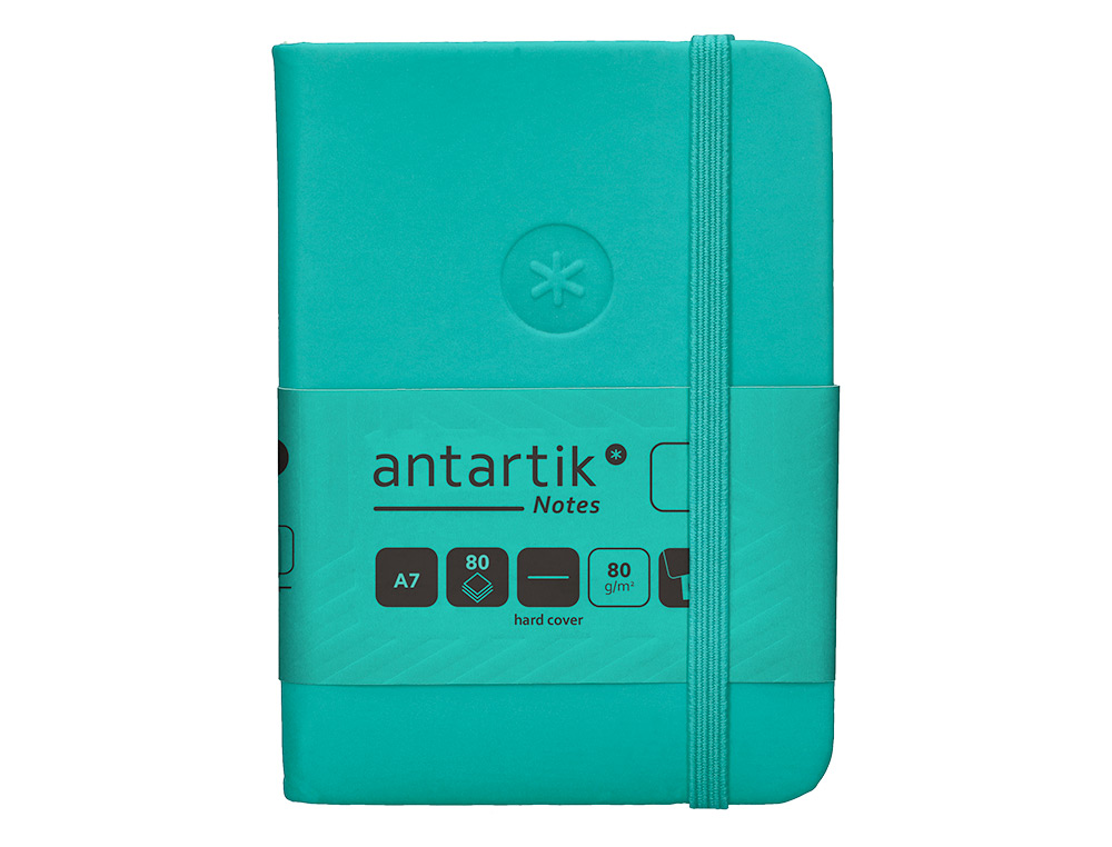 CARNET A7 ANTARTIK NOTES PAPIER UNI IVOIRE COUVERTURE  RIGIDE FERMETURE ELASTIQUE 80 PAGES 80GR COLORIS VERT MENTHE