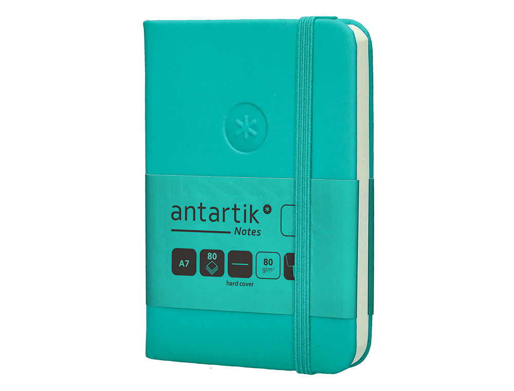 CARNET A7 ANTARTIK NOTES PAPIER UNI IVOIRE COUVERTURE  RIGIDE FERMETURE ELASTIQUE 80 PAGES 80GR COLORIS VERT MENTHE