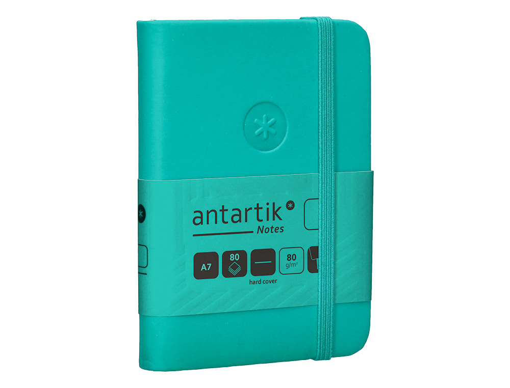 CARNET A7 ANTARTIK NOTES PAPIER UNI IVOIRE COUVERTURE  RIGIDE FERMETURE ELASTIQUE 80 PAGES 80GR COLORIS VERT MENTHE