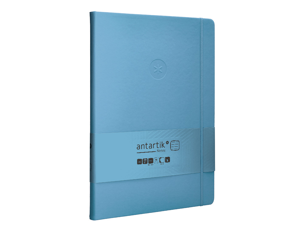 CARNET A4 ANTARTIK NOTES LIGNECOUVERTURE RIGIDE FERMETURE ELASTIQUE 100 PAGES 80GR COLORIS BLEU CIEL