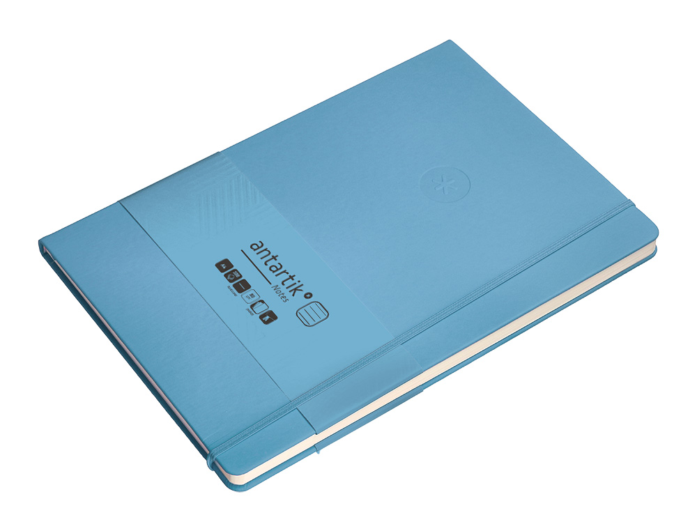 CARNET A4 ANTARTIK NOTES LIGNECOUVERTURE RIGIDE FERMETURE ELASTIQUE 100 PAGES 80GR COLORIS BLEU CIEL