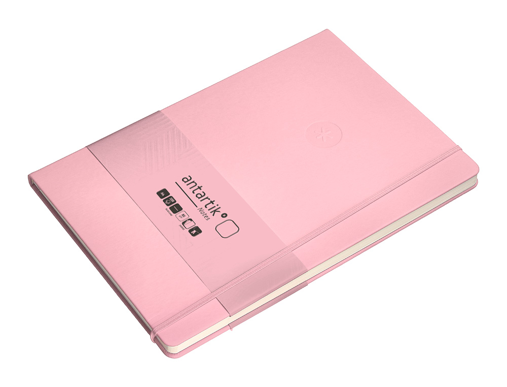 CARNET A4 ANTARTIK NOTES PAPIER UNI IVOIRE COUVERTURE RIGIDE FERMETURE ELASTIQUE 100PAGES 80GR COLORIS ROSE PASTEL